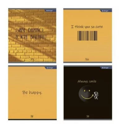 Тетрадь 36 л., А5, линия, Alingar "Positive book", скрепка, второй блок 60г/м2,  мелованный картон (стандарт) AL9905