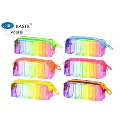 Пенал-косметичка: прозрачный, цветной /ассорти/, материал ПВХ, с протекторной молнией, размер 19,5*8