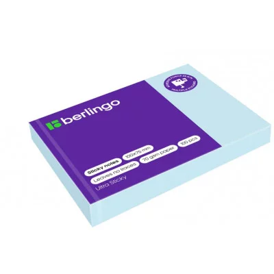 Самоклеящийся блок Berlingo "Ultra Sticky", 100*75мм, 100л., пастель, голубой 287179