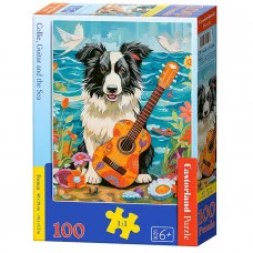 Пазлы 100 "Колли, гитара и море" В-111268