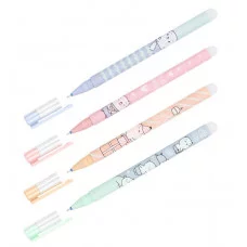 Ручка гелевая стираемая MESHU "Happy time" синяя, 0,5мм, корпус ассорти, софт-тач 343467