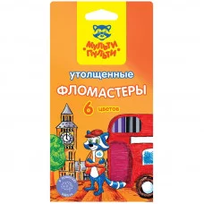 Фломастеры Мульти-Пульти "Енот в Англии", 06цв., утолщенные, смываемые, картон, европодвес 240108