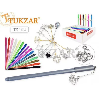 Ручка шариковая с подвеской МИКС 3 в стакане, Цвет чернил: синий, цвета корпуса ассортименте. Прои