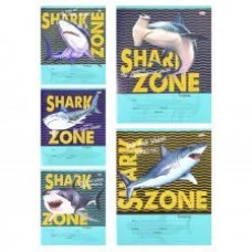 Тетрадь 24л., клетка, Проф-Пресс "Территория акул", скрепка, мелованный картон, 5 дизайнов 24-0117