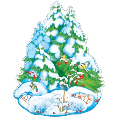 Плакат вырубной А3. Елочки зимой (с уф-лаком) Сфера Ф-11190