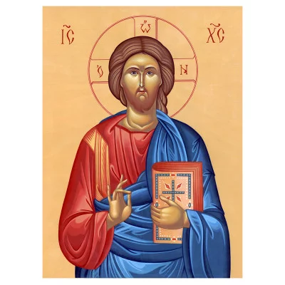 Холст с красками по номерам 22х30 см.(14 цв.) Икона Господа Вседержителя (Арт. HS504)