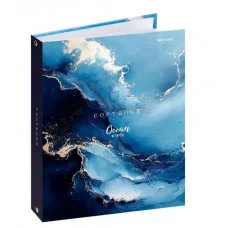 Тетрадь КЛЕТКА 80л. СИНИЙ МРАМОР (Т80-4896), на кольцах, глянцевая ламинац, лен Т80-4896