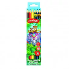 Набор цветных карандашей Creativiki 6 цв. трехгран. корп. дерев. карт.уп. 179321