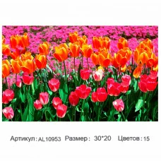 Алмазная мозаика Alingar, на подрамнике, с полным заполнением, (матов.) 20х30 см, 15 цветов, "Тюльпаны" AL10953