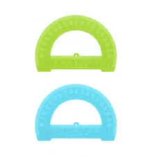 Транспортир 12см, 180° СТАММ, пластиковый, отливная шкала, прозрачный, неоновые цвета, ассорти 007055