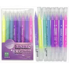 Ручки акриловые набор - 8 цв. DI-251 "Neons" 0,7мм, прозрачный круглый корпус, в уп ПВХ №683-8B 332345