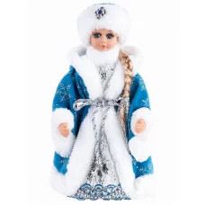 Сувенир музыкальный Внучка деда мороза в голубой шубе с мелодией 30 см Т-5551