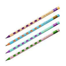 Карандаш ч/г Berlingo "Metallic Ergo" HB, пластиковый, трехгранный, с выемками, заточен., с ластиком, PET-бокс 363755