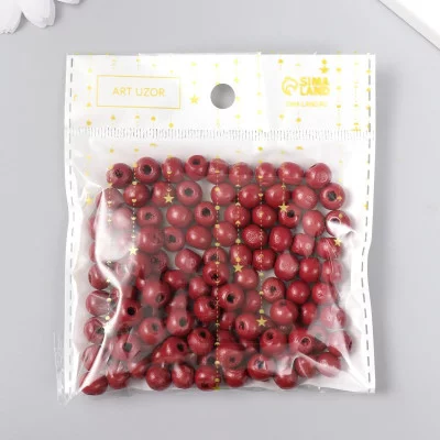 Бусины для творчества дерево "Бордо" d-0,8 см, набор 20 гр   9463294