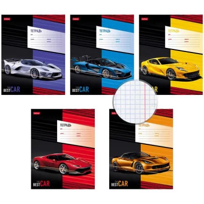 Тетрадь 12л клетка мелов "Best Cars" ассорти (5диз) HATBER 12Т5В1 023001