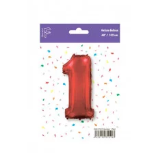 Шар (40\'\'/102 см) Цифра, 1, Красный, 1 шт. в уп. B901761R