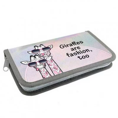 ПКЗ 03-111 Жирафы на стиле-пенал кож.зам Голография, дизайн, 1 отдел., 190х90 мм