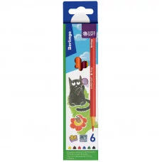 Карандаши цветные Berlingo "SuperSoft. Жил-был кот", 06цв., трехгран., заточен., картон, европодвес 297235