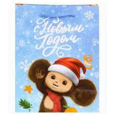 Пакет подарочный с глянц.лам. 18*23*10см (M) "Чебурашка в колпаке" 157г ПКП-0395