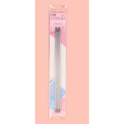 Спицы для вязания чулочные сталь 24см d3,0мм (5шт) PVC пакет АУ 1161199