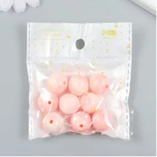 Бусины пластик "Разводы краски. Розовые" набор 20 гр d=1,6 см   9424519