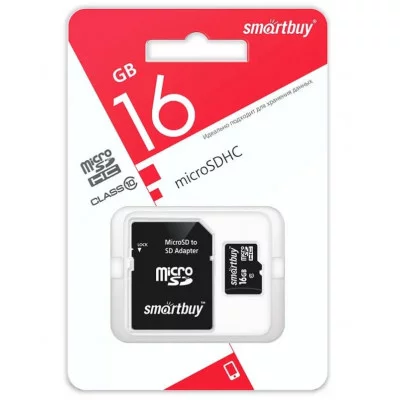 Карта памяти MicroSDHC 16 Gb SmartBuy class 10 LE 92773
