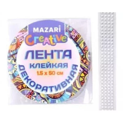 Лента клейкая декоративная со стразами, размер 50 см х 1.5 см, микс цветов, ПВХ-упаковка M-1339