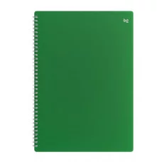 Тетрадь 80л., А4 клетка на гребне BG "Base", пластиковая обложка, зеленый 378839