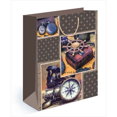 Пакет подарочный (L) мужской с компасом и штурвалом Хорошо 15.11.01308