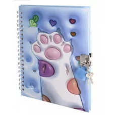 Подарочный блокнот 13,0 см * 18,0 см , гребень, Alingar, мат. ламинация, замочек, 45 л., клетка, "Лапки", фиолетовый AL11799