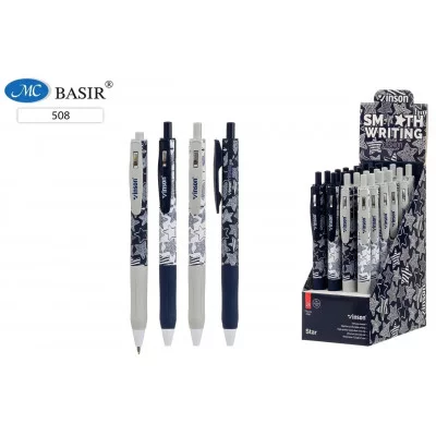 Авторучка с чернилами на масляной основе: "VINSON Star"; матовый цветной корпус /рисунок звёзды/, ре 508