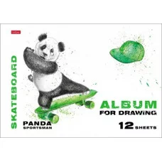 Альбом для рисования 12л А4 на скрепке Hatber Панда-Спортсмен 317627