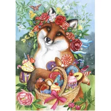 Алмазная мозаика квадратная 30x40 без подр.,с полн.зап.(33цв) Лисичка со сладостями (Арт. FW-018)