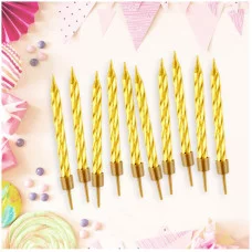 Свечи для торта с держателями MESHU "Мини", золотые, 5,8см, 10шт., блистер 315807