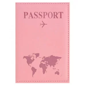 Обложка для паспорта "Passport map", экокожа soft-touch, розовая, STAFF, 238759