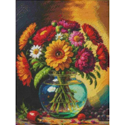 Алмаз мозаика (блест.) 30х40 см, с подр., с полн. заполн. (30цв.) Радужный букет (арт. АЛМ-0032)