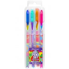 Набор ручек гел.  4цв. "Darvish" с блёстками, в пласт.пенале, европодвес, д/дев DV-3607-4