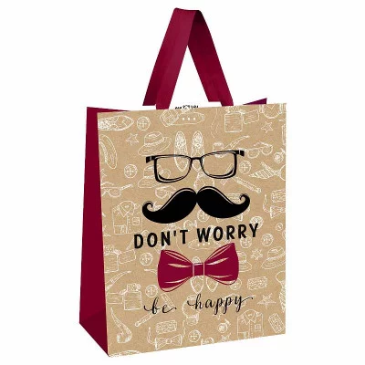 Пакет подарочный 1шт 18*23*10см MESHU "Don\'t worry", выборочный лак, крафт 354550