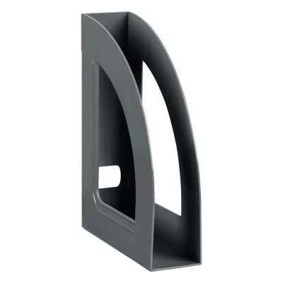 Лоток для бумаг вертикальный СТАММ "Респект", серый, ширина 70мм 351533