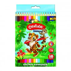 Набор цветных карандашей Creativiki 18 цв. шестигран. корп. дерев. карт. уп. 162104