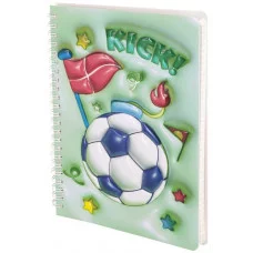 Подарочный блокнот 14,0 см * 21,0 см , 7БЦ, Alingar, PU, поролон, конгрев, эффект 3D, 80л., линия, "Футбол", зеленый AL11676