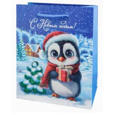 Dream cards Пакет подароч. с мат.лам. и глит. 18х23х10 см (M) Пингвин 190г ППК-2307