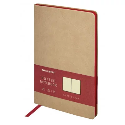 Блокнот А5 148x218 мм BRAUBERG Metropolis Mix под кожу, 80 л. в точку, бежевый, 113317