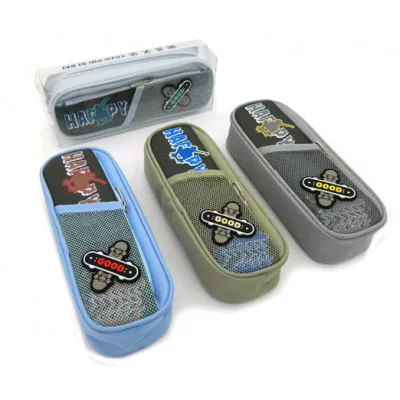 Пенал  DA-212/CY-155 "Скейтер" овальный, текстиль, с наружным карманом на молнии, цвета ассорти, в упаковке ПВХ (1/12/288)  326422