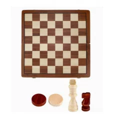 Игра 2 в 1. Шахматы, шашки магнитные 39 см, доска-дерево, фигуры-дерево, в кор. ИН-0392