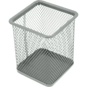Стакан для пишущих принадлежностей "deVENTE" 8x8x9,8 см, квадратный, сетчатая металлическая, серая 4104015