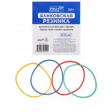 Банковская резинка 60мм цветная Profit 200г в упаковке БР-2519