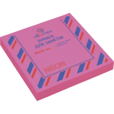 Блок самоклеящийся стикеры 76*76 100л малиновый неон ATTOMEX 2010915 581563