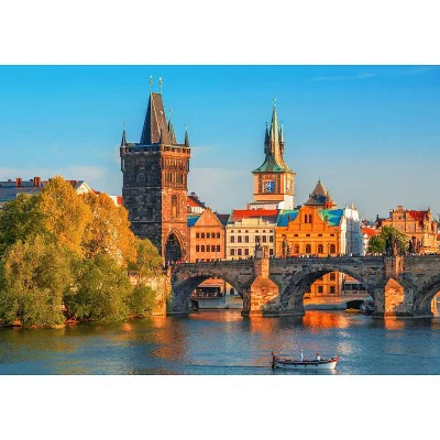 Холст с красками 22х30 см по номерам  (16цв.) Карлов мост летним вечером (Арт. Х-3989)