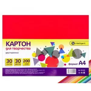 Картон 30цв. А4 30л. DO-225 INTELLIGENT двусторонний немелованный 200г/м2 336166